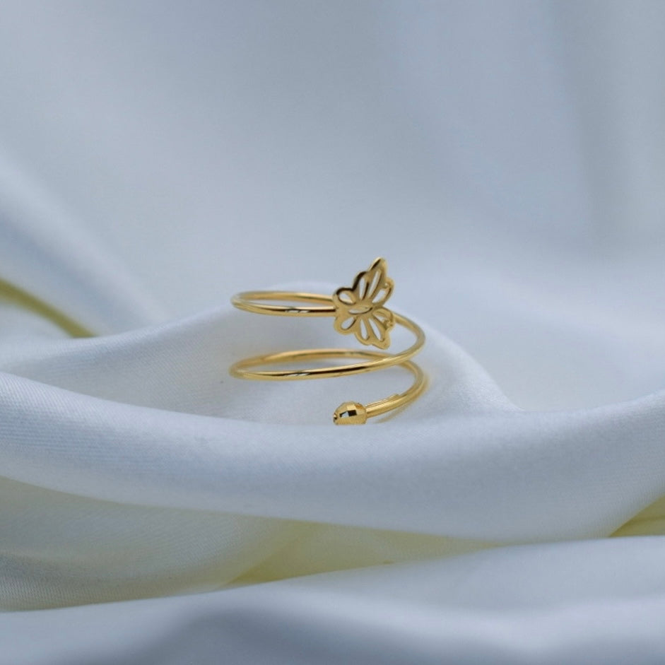 18K Joyful Butterfly Spiral Ring