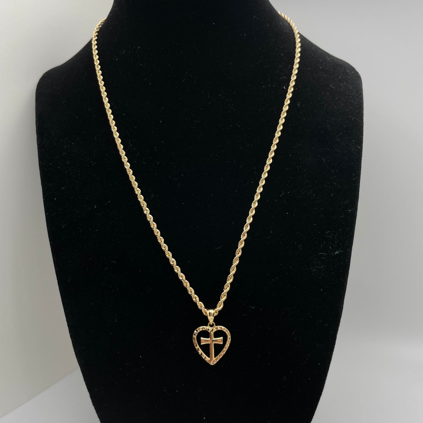 18K Heart and Cross Necklace