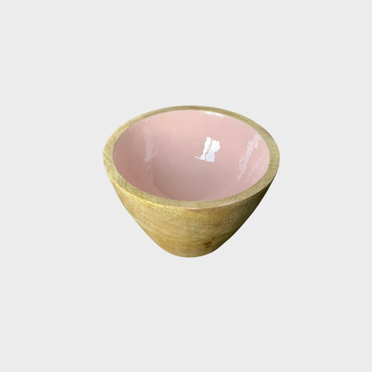 Dusty Rose Wood & Enamel Bowl